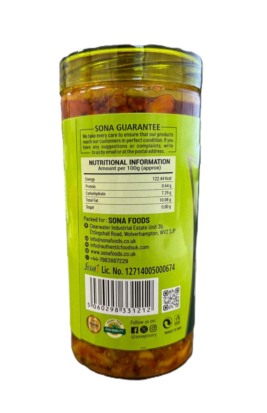 Sona Green Chilli Pickle 850g